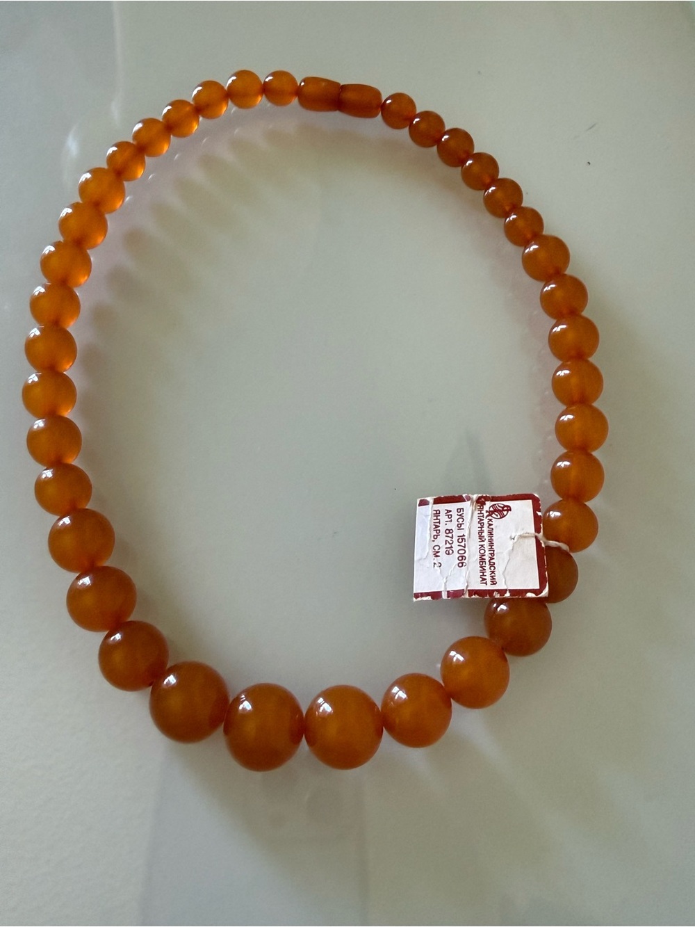 Amber-tone Beaded Necklace/ choker   vintage from USSR Baltic
